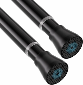 Spring Tension Rod Shower Curtain Rod 30 to 64 Inches 2PCS, Black Expandable Tension Rods for Window Wardrobe Doorway Kitchen