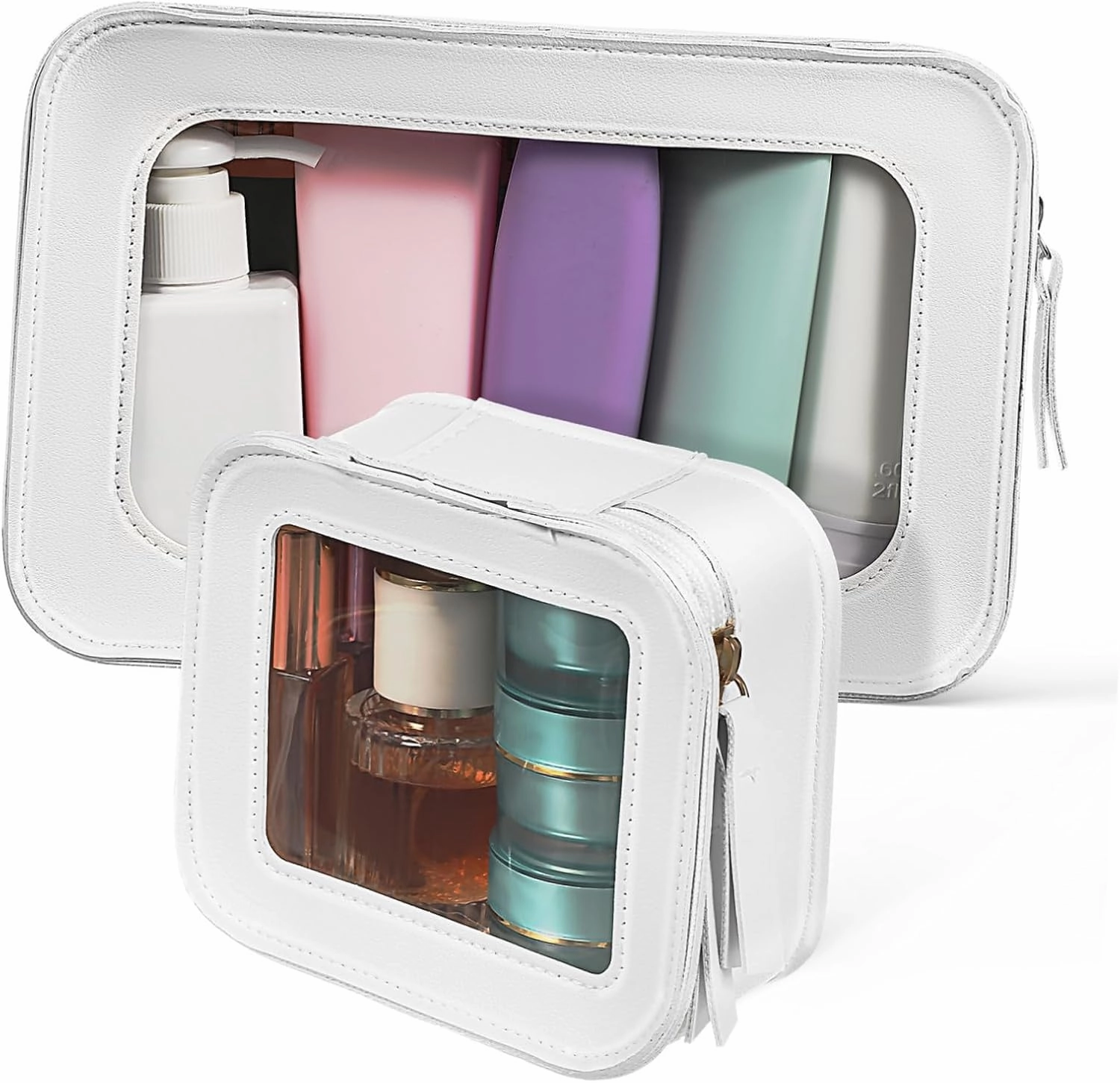 Square Cosmetic Bag with Mirror Quilted Makeup Pouch Travel Toiletry Organizer Portable Zipper Pouch for Women