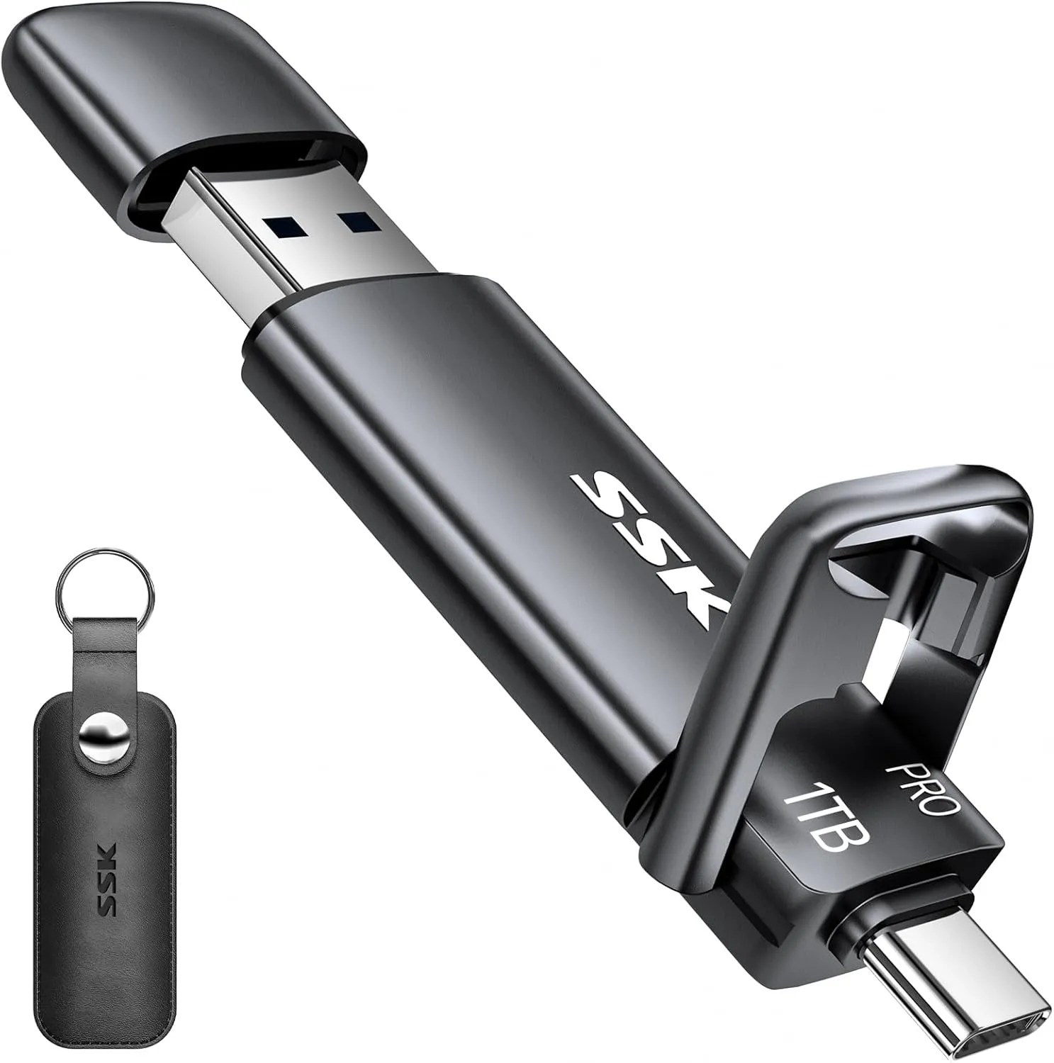 SSK 1TB USB C Thumb Drive up to 1000MB/s,Fast USB Flash Dual Drive,External SSD Flash Drive Type C USB A 3.2 Gen 2 Flash Drive,USB C Memory Stick for iPhone 15/PS4/Android Phone/Tablet/Windows/Mac