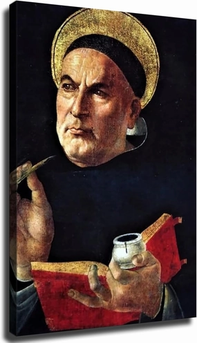 St. Thomas Aquinas by Sandro Botticelli Poster Canvas Painting,Abstract Print Wall Art, Modern Classroom Kitchen Man and Woman Gift Framed (Framed,16 * 24inch)