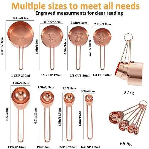 Stainless Steel Measuring Cups and Spoons Set of 8 – Engraved, Durable, and Elegant