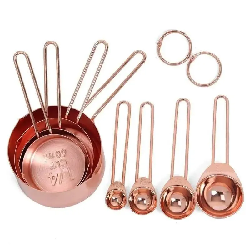 Stainless Steel Measuring Cups and Spoons Set of 8 – Engraved, Durable, and Elegant