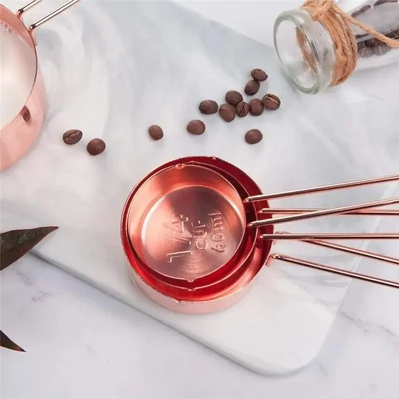 Stainless Steel Measuring Cups and Spoons Set of 8 – Engraved, Durable, and Elegant