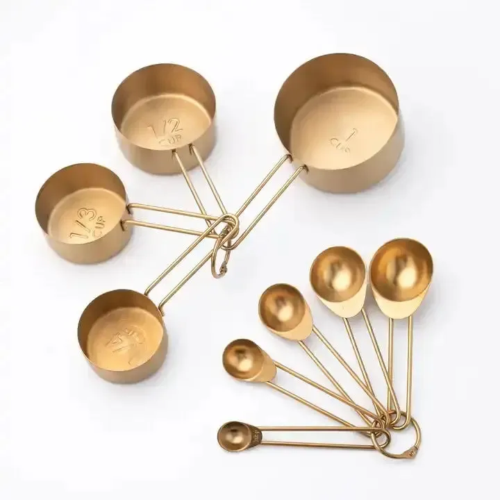 Stainless Steel Measuring Cups and Spoons Set of 8 – Engraved, Durable, and Elegant