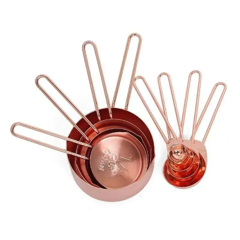 Stainless Steel Measuring Cups and Spoons Set of 8 – Engraved, Durable, and Elegant