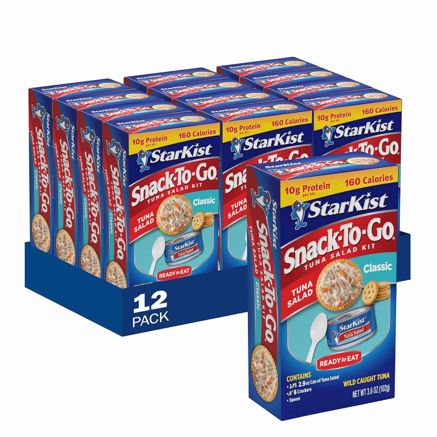 StarKist Snack-To-Go Ready to Eat Meals Tuna Salad Kit, 3.6 oz (12 Pack) Classic Tuna Salad with Crackers Kit.