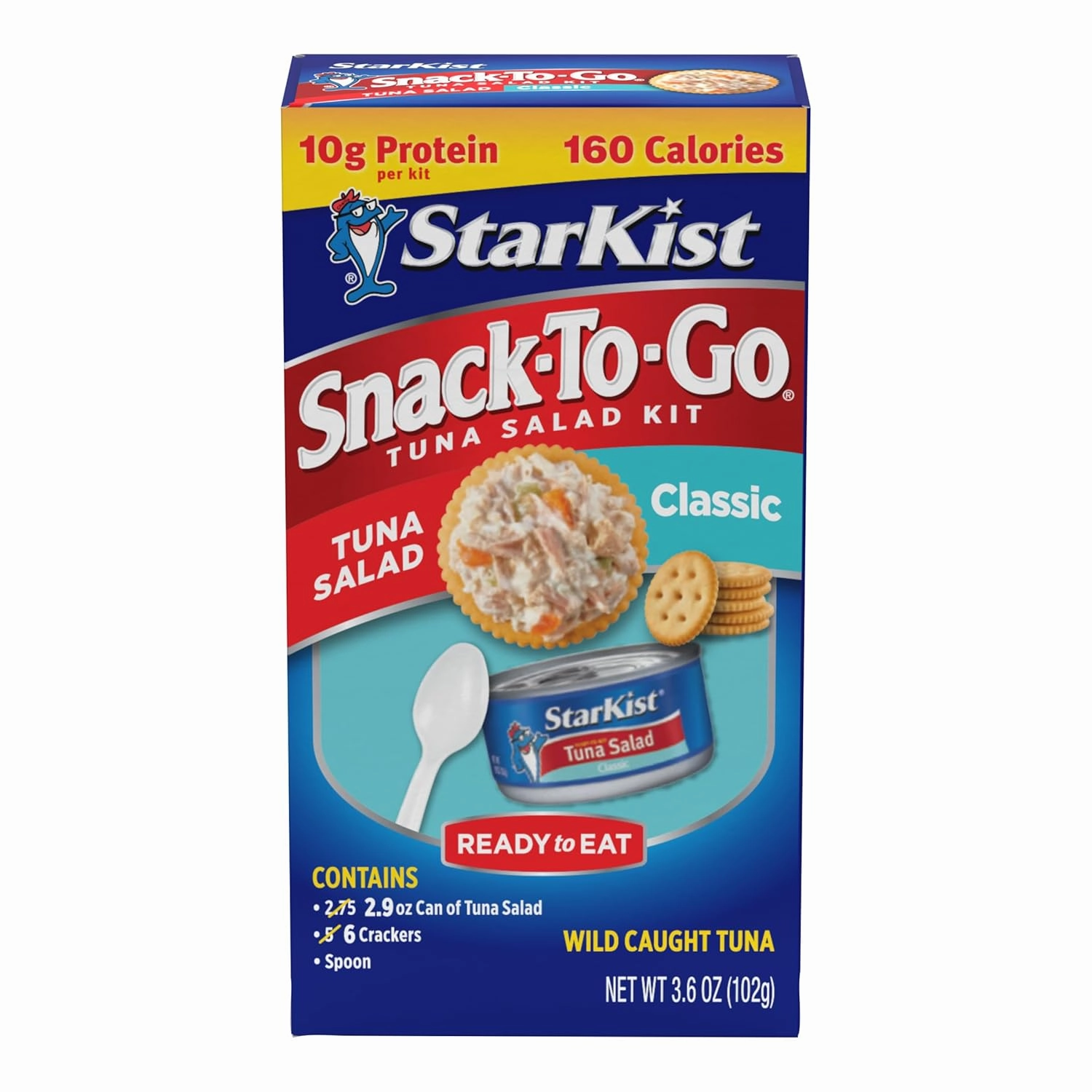 StarKist Snack-To-Go Ready to Eat Meals Tuna Salad Kit, 3.6 oz (12 Pack) Classic Tuna Salad with Crackers Kit.