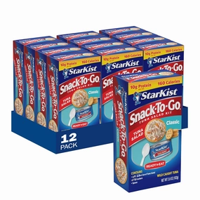 StarKist Snack-To-Go Ready to Eat Meals Tuna Salad Kit, 3.6 oz (12 Pack) Classic Tuna Salad with Crackers Kit.