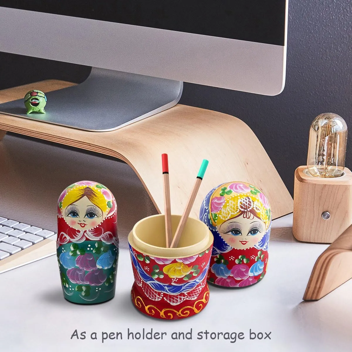 Starxing Russian Nesting Dolls Wood Matryoshka Stacking Set of 7 Handmade Toys for Children Kids Adults Easter Mother's Day Birthday Christmas Halloween Home Room Decoration Gift