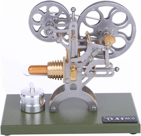 Stirling Engine Model Kits, Retro Projector-Style Stirling Engine with Quartz Glass Heating Chamber for Physical Science Experiment Display