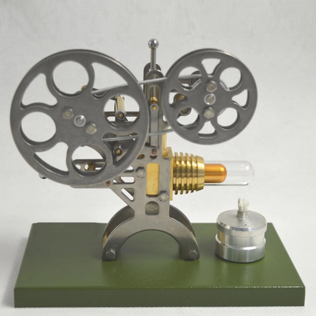 Stirling Engine Model Kits, Retro Projector-Style Stirling Engine with Quartz Glass Heating Chamber for Physical Science Experiment Display