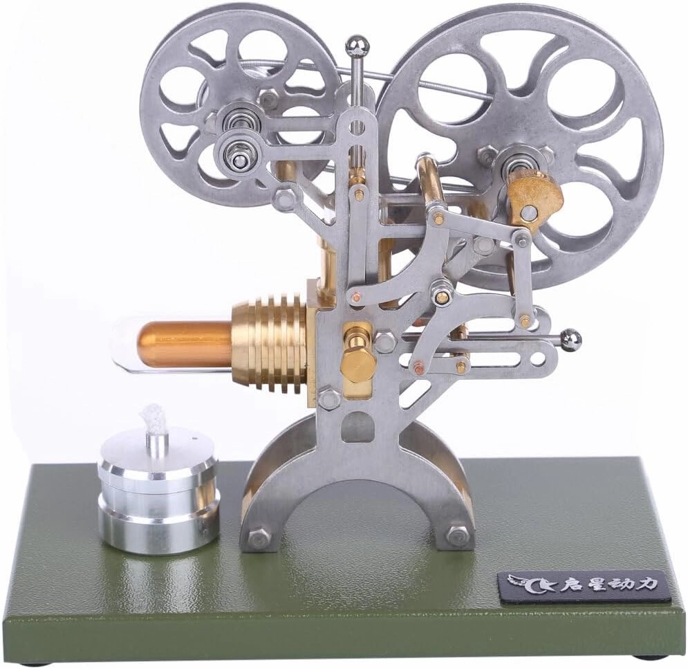 Stirling Engine Model Kits, Retro Projector-Style Stirling Engine with Quartz Glass Heating Chamber for Physical Science Experiment Display