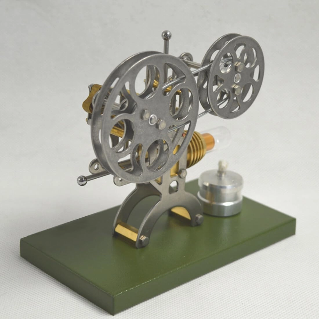 Stirling Engine Model Kits, Retro Projector-Style Stirling Engine with Quartz Glass Heating Chamber for Physical Science Experiment Display