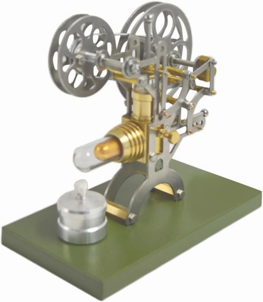 Stirling Engine Model Kits, Retro Projector-Style Stirling Engine with Quartz Glass Heating Chamber for Physical Science Experiment Display