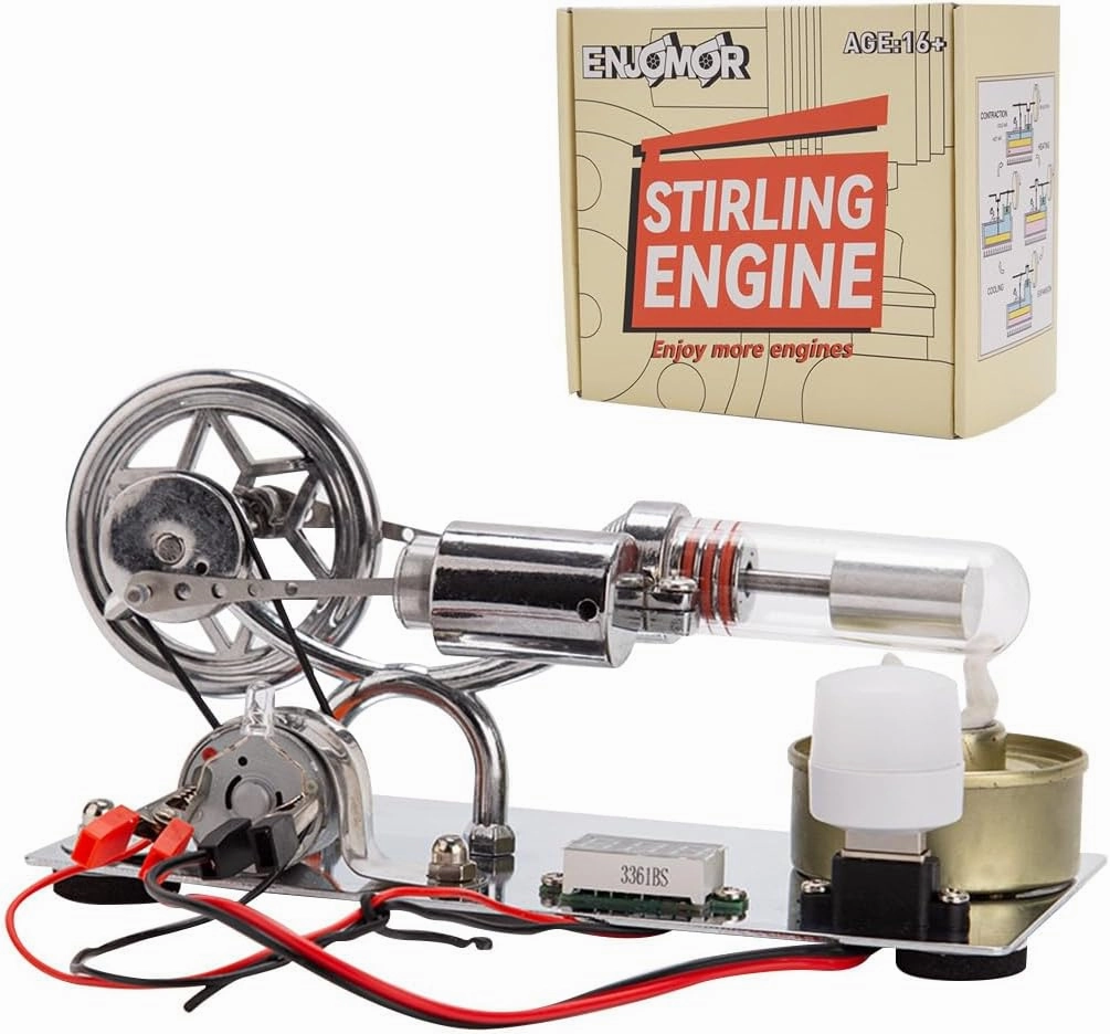 Stirling Engine Model, Metal γ-Type Hot Air Stirling Engine DIY Assembly Model Physical Experiment Kit
