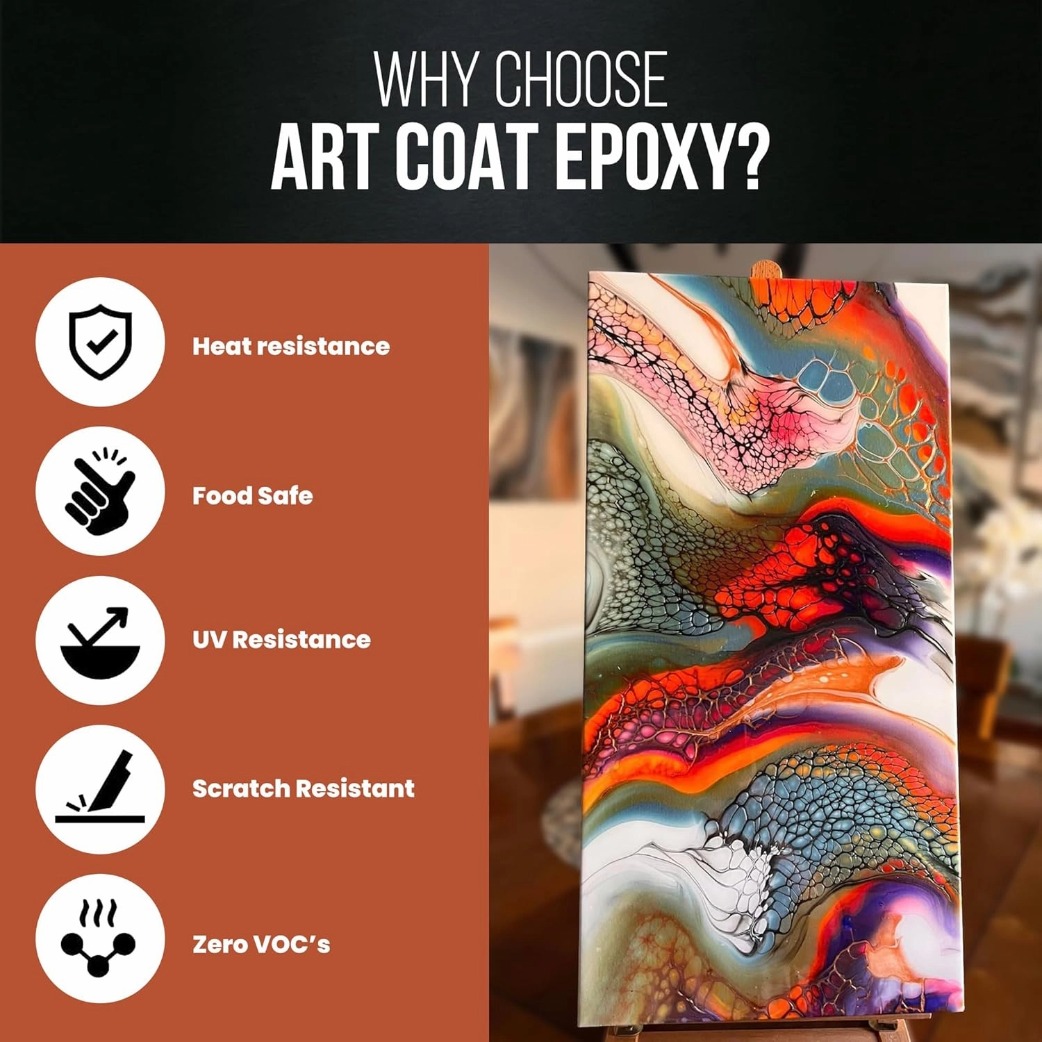 Stone Coat Countertops Art Coat Epoxy Resin Kit (2 Gal) Zero VOCs, Extended Working Time, Food safe, UV Resistant, Works with Alcohol Ink, Glitter, Dyes, Tumbler, Coaster and other DIY Art Projects