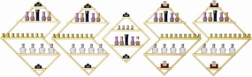 Storage Rack, 5 Packs Metal Nail Polish Rack for Nail Salon, Irregular Metal Wall Mounted Nail Polish Storage Racks Makeups Lipstick Perfume Wall Shelfs for Home Spas Business Salons(Gold)