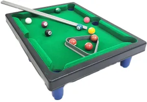 Sumac Portable Travel-Friendly Mini Pool Billiards Game Tabletop Set for Family Game Nights with 2 Ball Club, 11 Balls and 1 Triangle