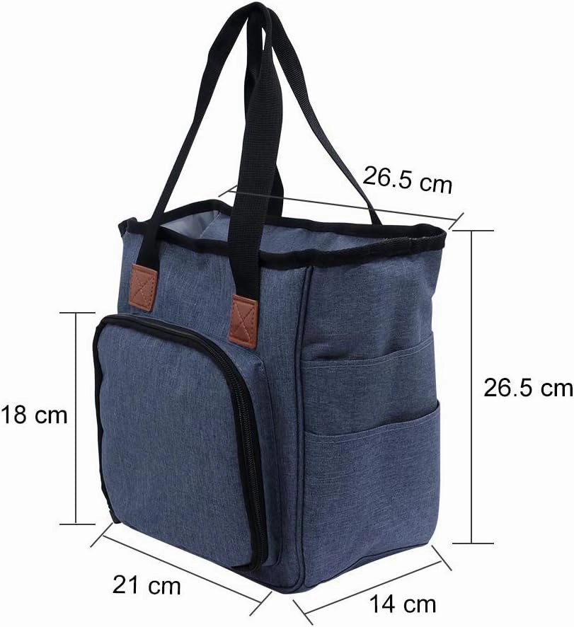 SumDirect Yarn Bag, Knitting Organizer Tote Bag Portable Storage Bag for Yarns, Carrying Projects, Knitting Needles, Crochet Hooks, Manuals and Other Accessories (Blue)