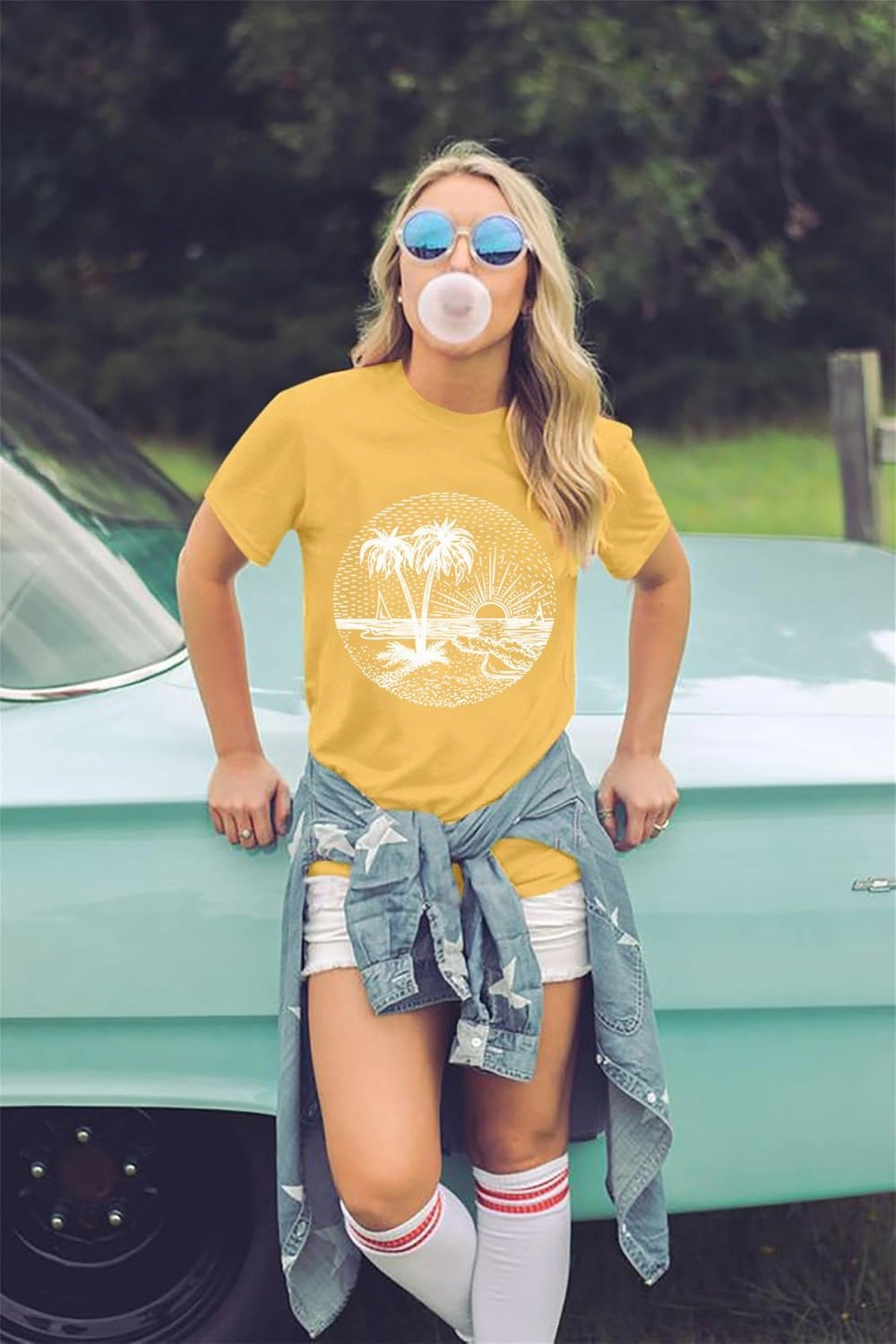 Summer Beach Tank Tops for Women Funny Cute Sunshine Coconut Tree Graphic Tee Shirt Hawaiian Family Vacation Tops