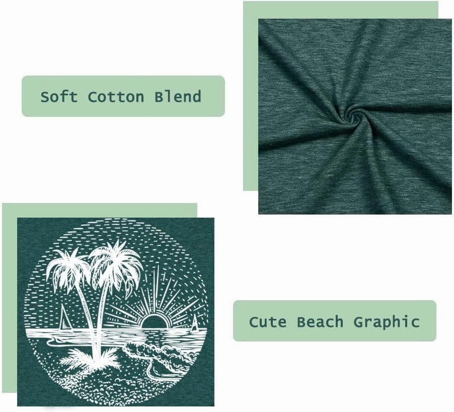 Summer Beach Tank Tops for Women Funny Cute Sunshine Coconut Tree Graphic Tee Shirt Hawaiian Family Vacation Tops