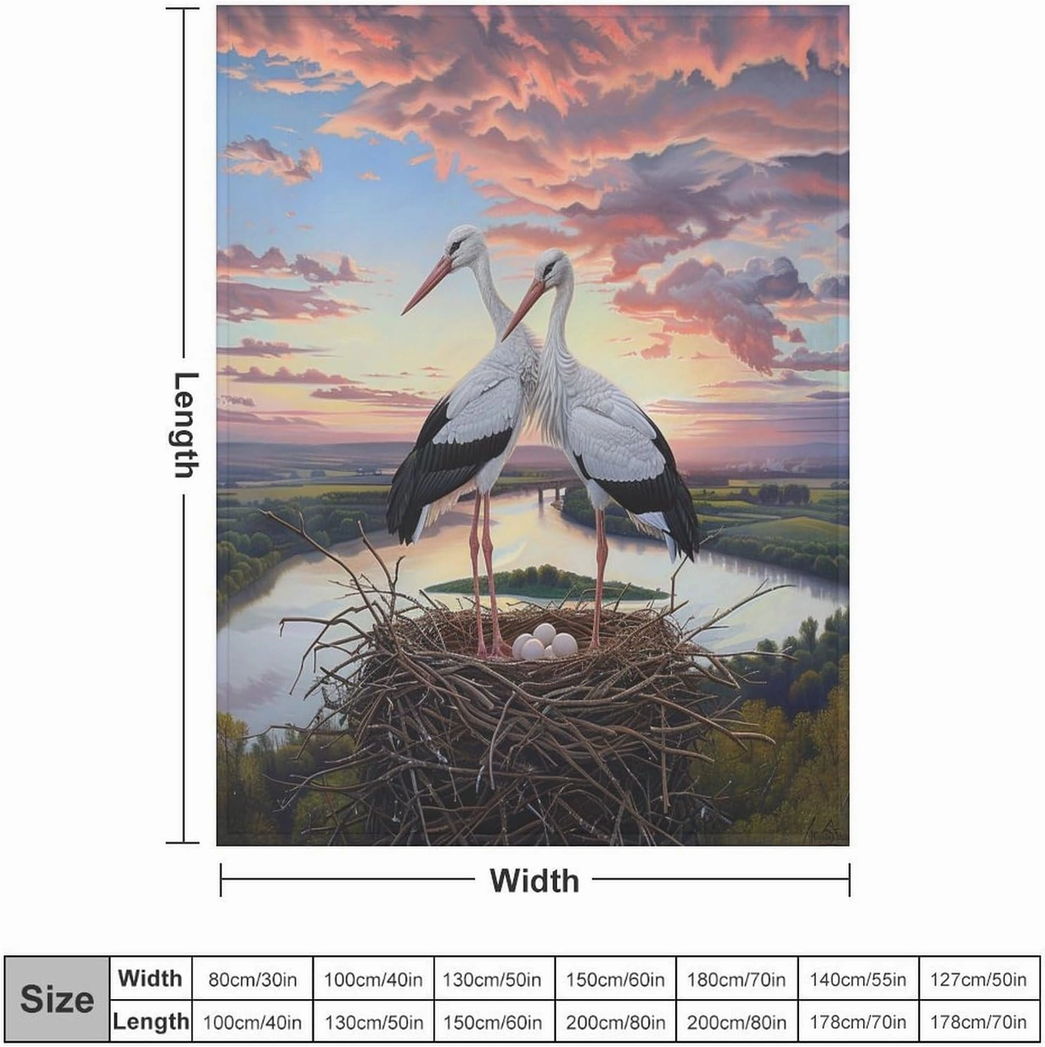 Sunset Bird Blanket Gifts for Kids Women, Soft Cozy Fuzzy Lightweight Cloud Stork Egg Stream Jungle Throw Blankets for Couch Birthday Bedroom, 60x80 Inch