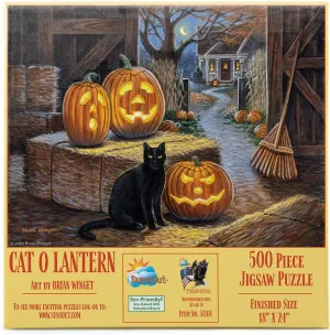 SUNSOUT INC - Cat o Lantern - 500 pc Jigsaw Puzzle by Artist: Brian Winget - Finished Size 18" x 24" Halloween - MPN# 51101