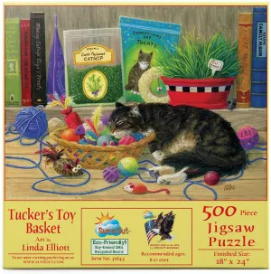 SUNSOUT INC - Tucker's Toy Basket - 500 pc Jigsaw Puzzle by Artist: Linda Elliott - Finished Size 18" x 24" - MPN# 31643