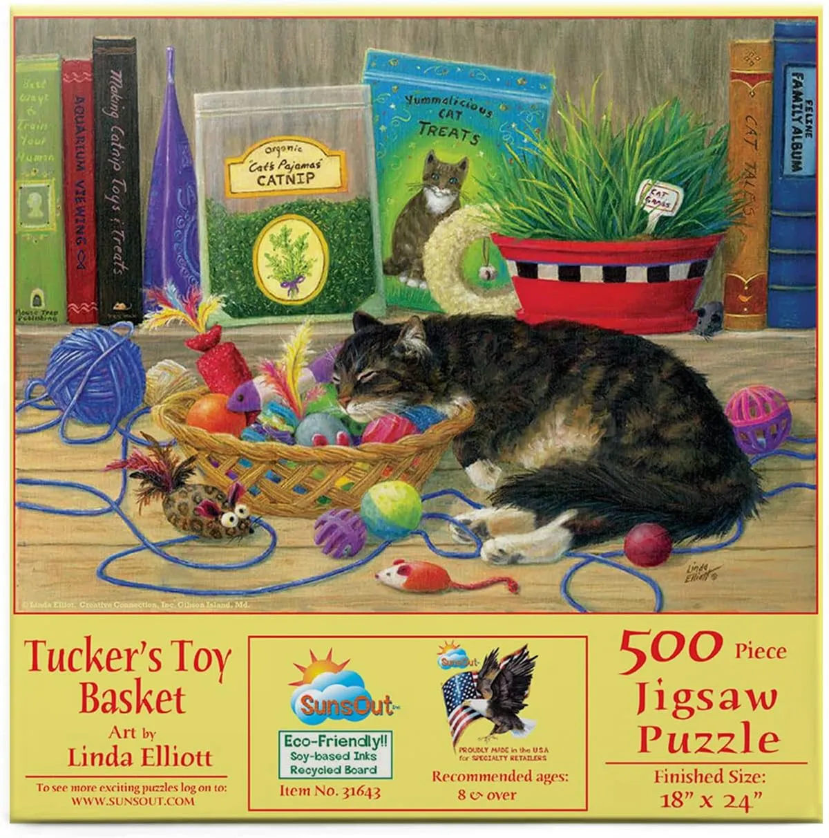 SUNSOUT INC - Tucker's Toy Basket - 500 pc Jigsaw Puzzle by Artist: Linda Elliott - Finished Size 18" x 24" - MPN# 31643