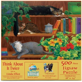 SUNSOUT INC - Think About it Twice - 500 pc Jigsaw Puzzle by Artist: Linda Elliott - Finished Size 18" x 24" - MPN# 31602
