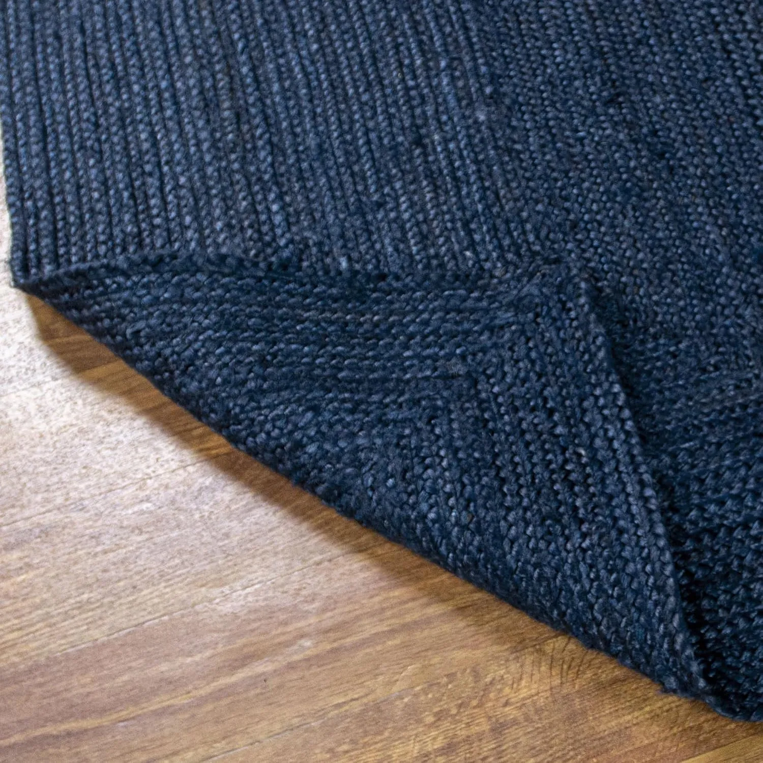 Super Area Rugs Farmhouse Jute Braided Rug - Reversible Natural Fiber- Eco Friendly Rug for Living Room - Kitchen - Entryway Hand Woven, Navy, Runner 2' x 6'
