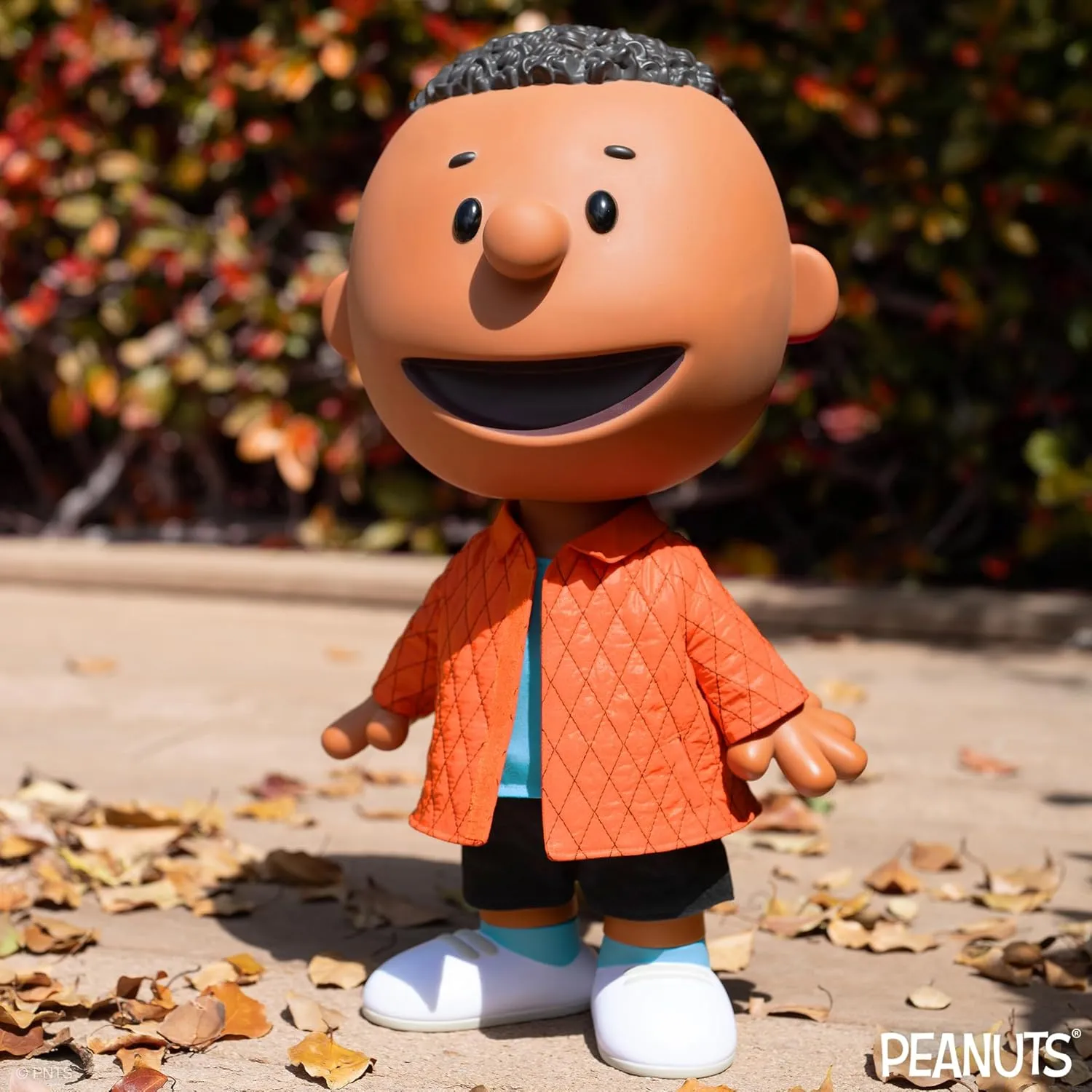 Super7 Supersize Peanuts Franklin with Jacket - 16" Peanuts Action Figure with Fabric Clothing Classic Cartoon Collectibles and Retro Toys