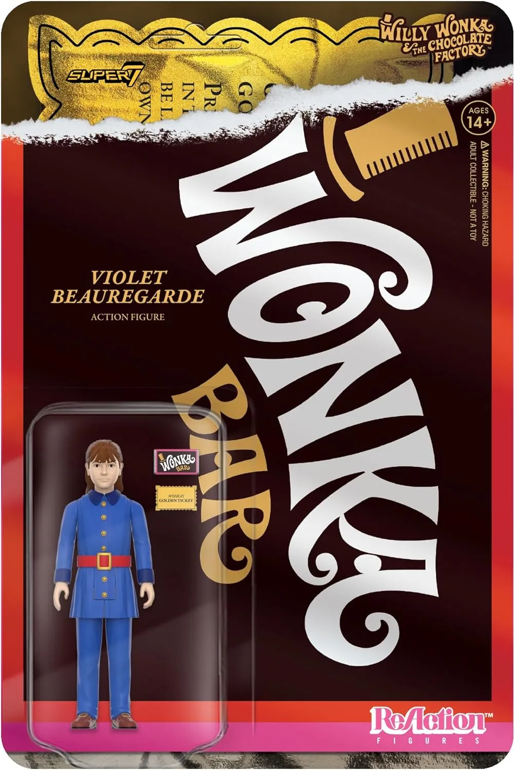 Super7 Willy Wonka and The Chocolate Factory Violet Beauregarde - 3.75" Action Figure with Accessory Classic Movie Collectibles and Retro Toys