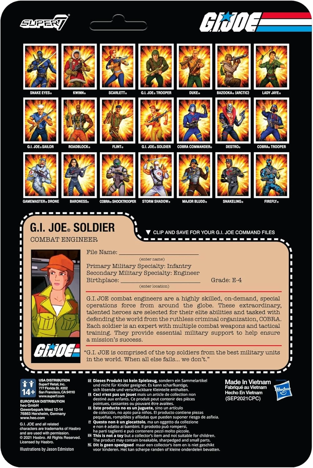 Super7 G.I. Joe Female Combat Engineer Bun Hair - 3.75" G.I. Joe Action Figure with Accessory Classic Cartoon Collectibles and Retro Toys