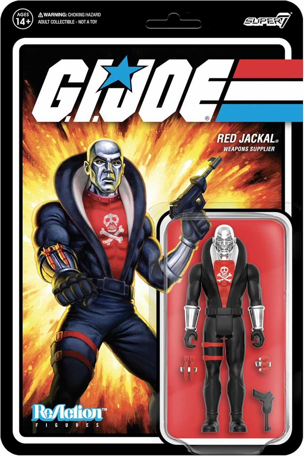 Super7 G.I. Joe Red Jackal (Vac Metal) - 3.75" G.I. Joe Action Figure with Accessory Classic Cartoon Collectibles and Retro Toys