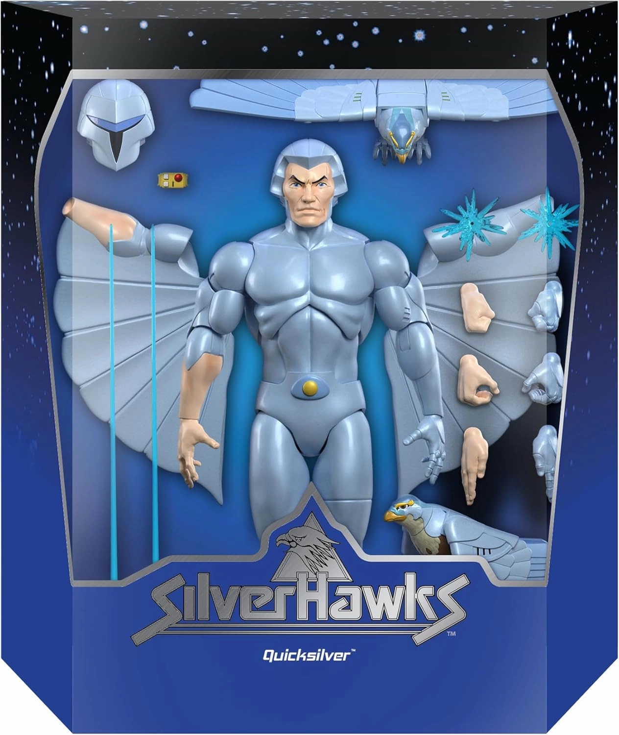 Super7 ULTIMATES! SilverHawks Quicksilver - 7" SilverHawks Action Figure with Accessories Classic Cartoon Collectibles and Retro Toys