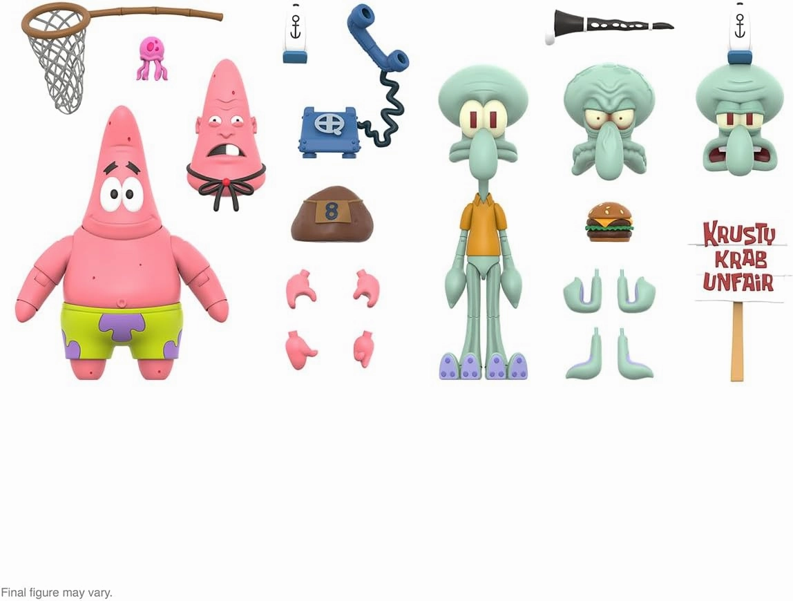 Super7 ULTIMATES! Spongebob Squarepants Patrick Starr - 7" Spongebob Action Figure with Accessories Classic Cartoon Collectibles and Retro Toys