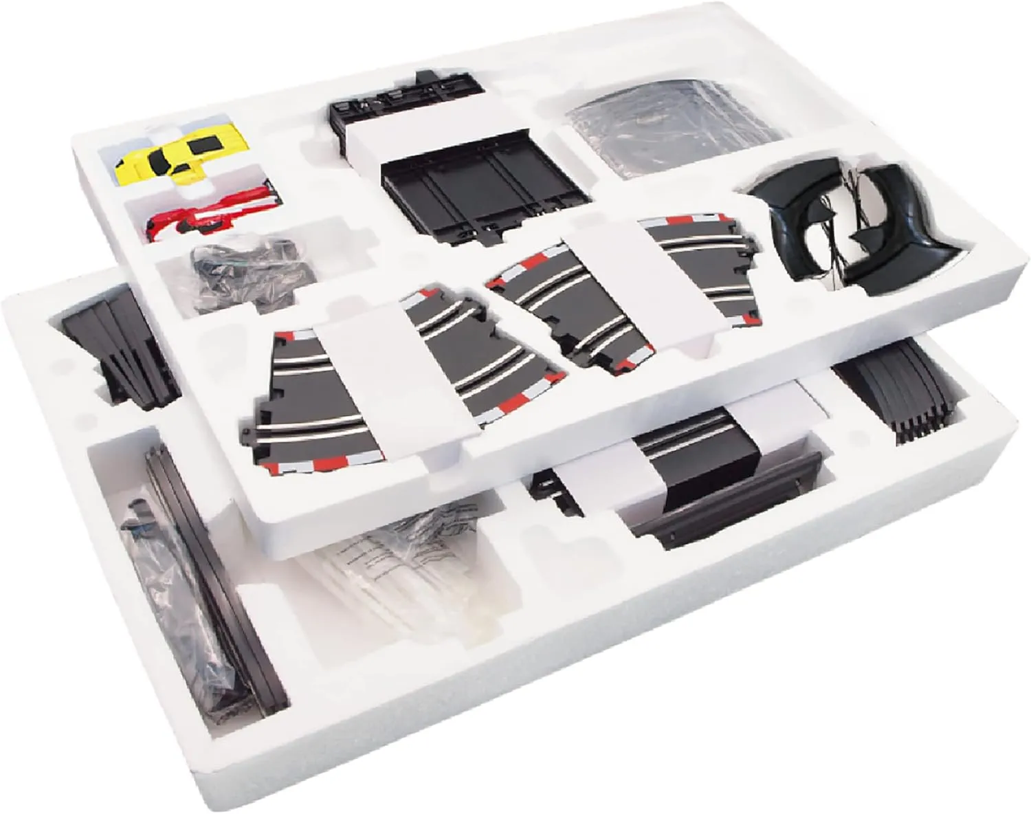 SuperFun 302-1/43 USB Power Slot Car Racing Set, Layout Size: 90"x32", LED Headlights, Lap Counter, Ages 8 