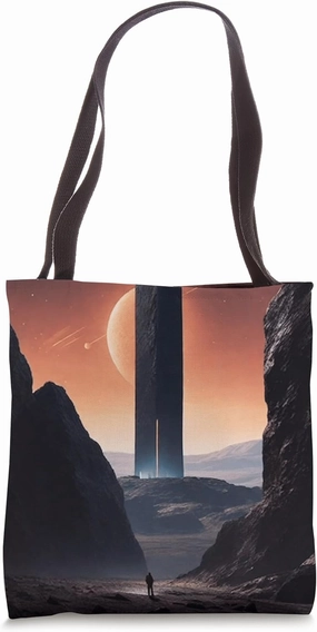 Surreal Monolith Space SciFi Video Game Inspired Alien World Tote Bag