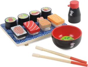 Sushi Slicing Play Food Set, Wooden Pretend Play Kitchen Toys for Kids 3 , Sushi Food Play Learning Toy for Girls Boys