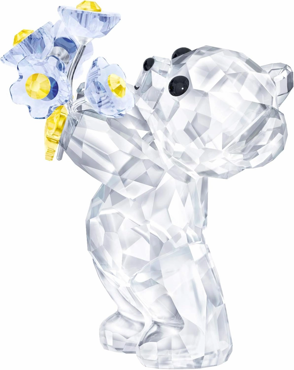 SWAROVSKI Kris Bears Forget Me Not, Clear Swarovski Crystal with Blue and Yellow Accents, Part of the Swarovski Kris Bears Collection