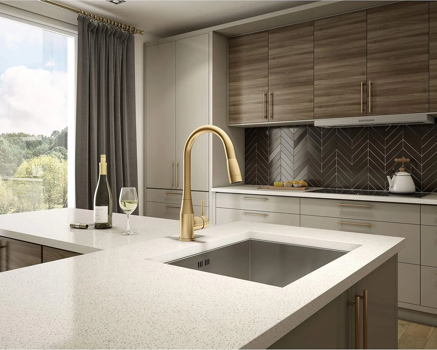Symmons S-2302-BBZ-PD-1.5 Sereno Single-Handle Pull-Down Kitchen Faucet in Brushed Bronze (1.5 GPM)