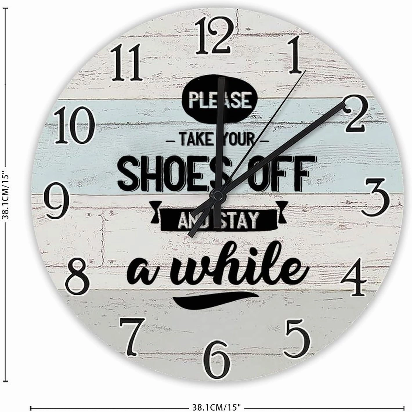 Take Your Shoes Off Wall Clock Inspirational Quotes Wooden Wall Clocks Battery Operated 15 Inch Non-Ticking Retro Cabin Wall Decor for Kitchen Bedroom Living Room Office