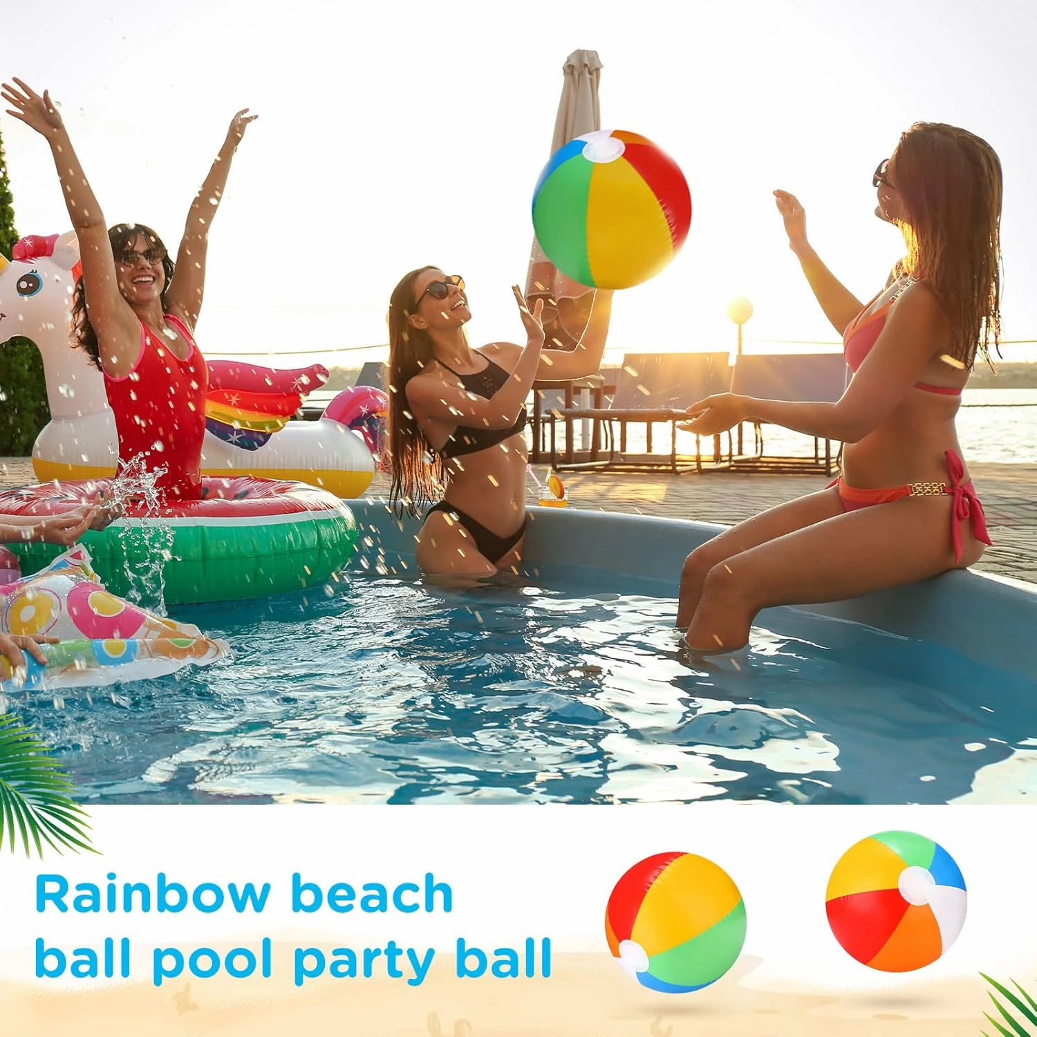 Tanlade Inflatable Beach Ball Bulk 10 Inch Beach Balls Fun Pool Party Favors Pool Beach Balls Summer Birthday Water Game Toys
