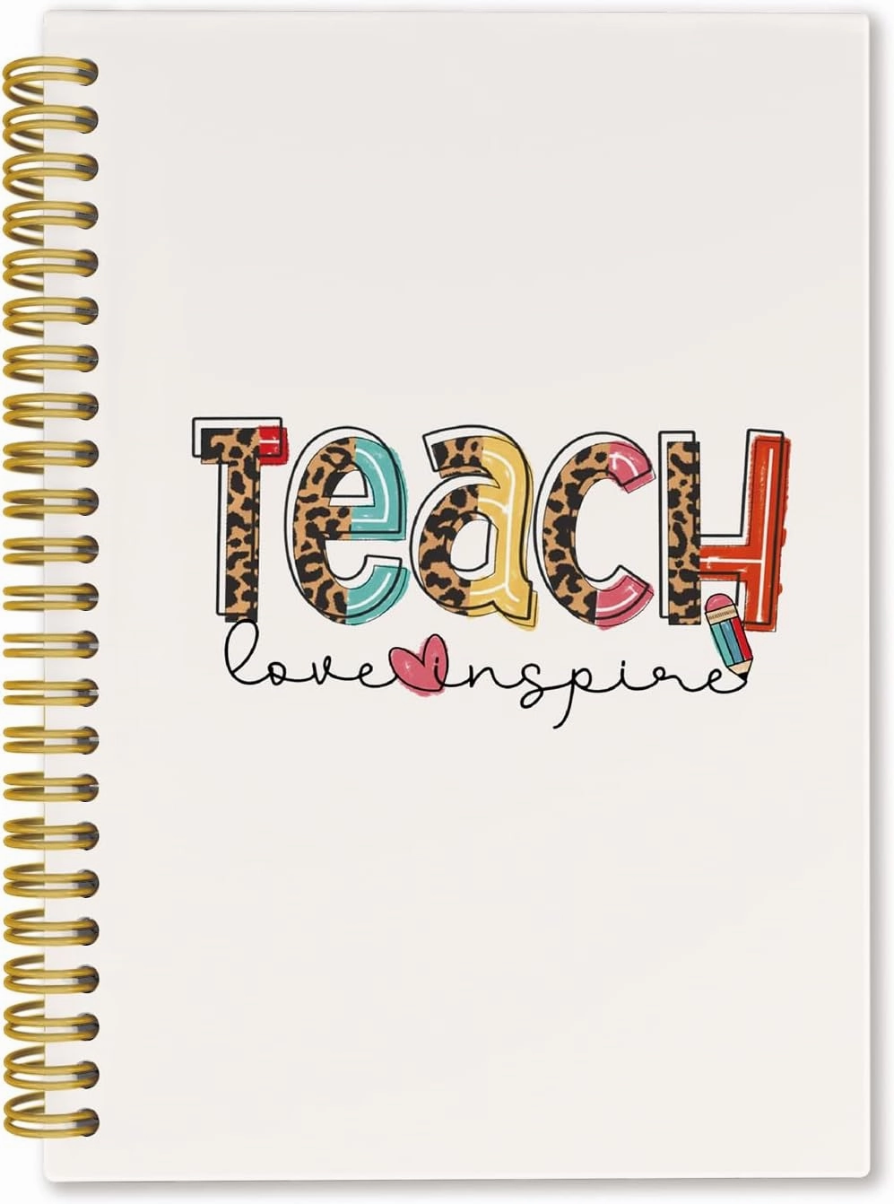 Teacher Spiral Journaling Notebooks,Teacher Appreciation Gift,Ruled Hardbound Journal,Writing Notebooks School Office Supplies,Teach Love Inspire Spiral Notebook Journal