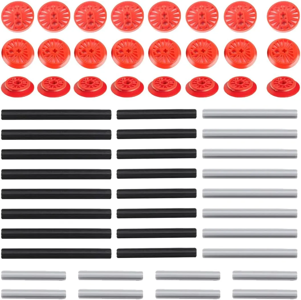 Technic Train Refit Set, 56-Piece HO Scale Black Train Wheel Cross Axle Spare Parts, Ages 8 