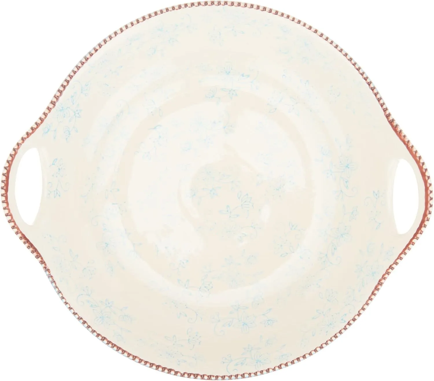 Temp-tations Round Centerpiece Bowl, 14"x13", Stoneware, Bake & Serve (Floral Lace Lime)