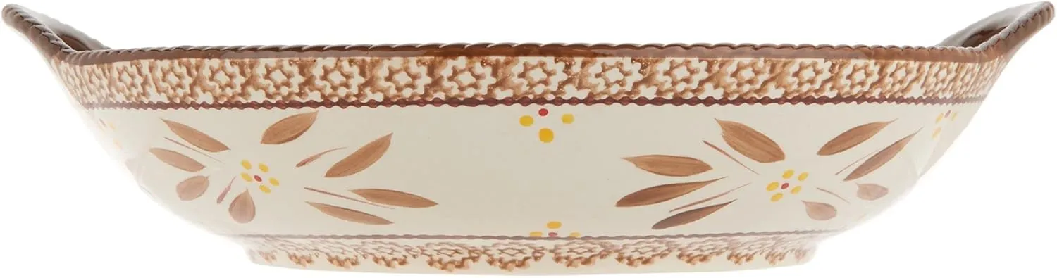 Temp-tations Round Centerpiece Bowl, 14"x13", Stoneware, Bake & Serve (Old World Fireworkfetti)