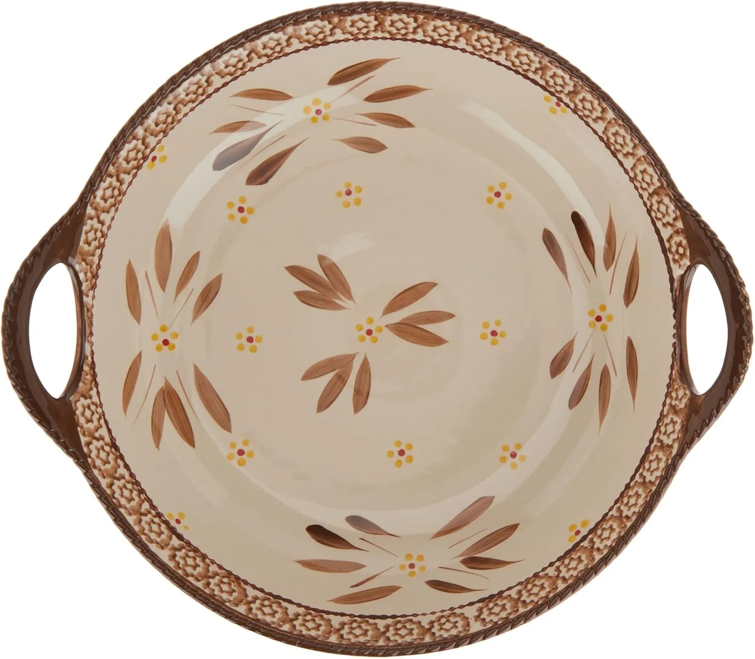 Temp-tations Round Centerpiece Bowl, 14"x13", Stoneware, Bake & Serve (Old World Fireworkfetti)