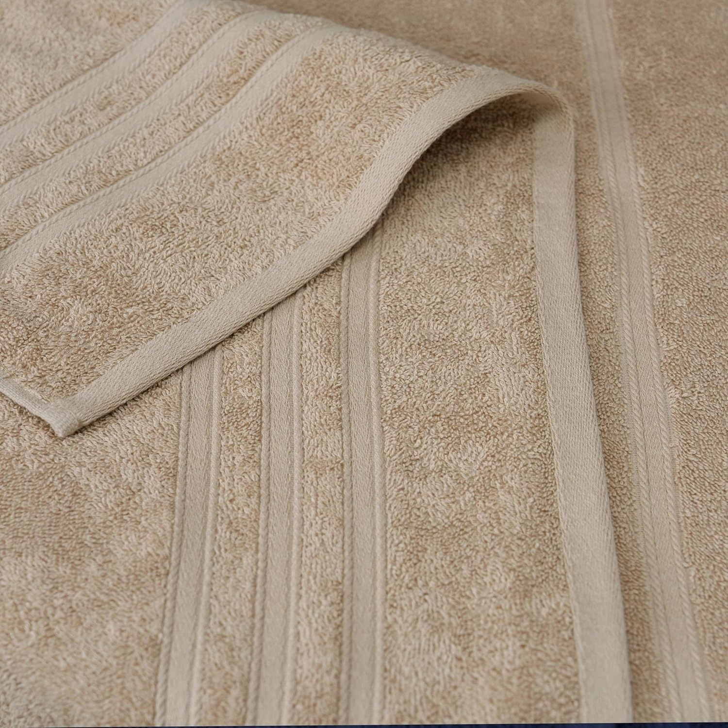 Tens Towels Pack of 4 Soft Bath Towels, 100% Cotton, 27 x 54 Inches, Lightweight & Quick-Dry, Ideal for Daily Bathroom Use, Practical & Comfortable, Beige
